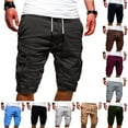 thumbnail image 5 of Men's Cargo Shorts Plus Size Big and Tall Cargo Shorts Multi-Pockets Relaxed Summer Drawstring Beach Shorts Pants, 5 of 5
