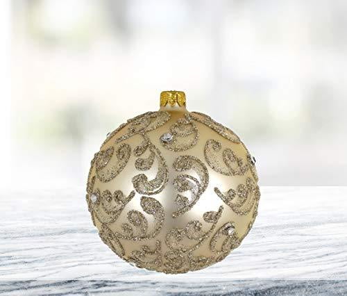 D Champagne Stones 4 Pc Round Holiday Ornament Set Handmade Mouthblown Glass Christmas Tree Decoration Walmart Com Walmart Com