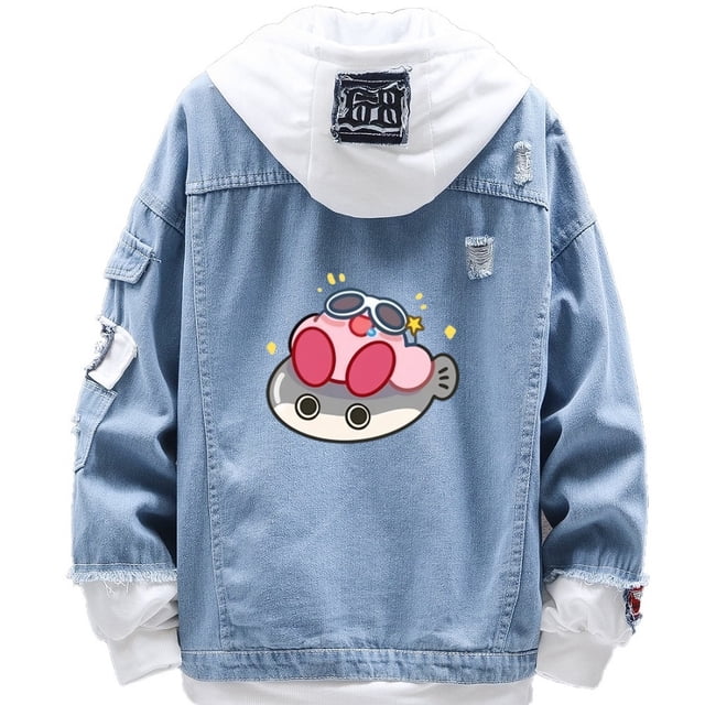 Chaqueta vaquera Sanmu de estilo casual con estampado digital Kirby Fish