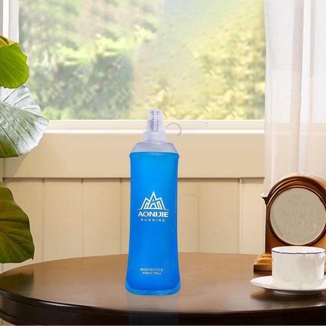 pitrice Flasque Souple TPU Bouteilles d'Eau Pliables pour Randonnée 450ml Bleu