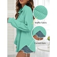 thumbnail image 5 of FIUFY Women's Casual Oversized Top Long Sleeve Tops Baggy Button Shirts V Neck Waffle Knit Loose Fit Tunic, 5 of 9