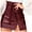 Red, variant on Women's Pleated Leather Mini Skirt with Belt and Zipper, Solid Color Pencil Skirt, Trendy and Stylish,Size M
