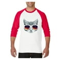 thumbnail image 1 of MmF - Mens Raglan Sleeve Baseball T-Shirts, up to Size 3XL - Kitty, 1 of 4
