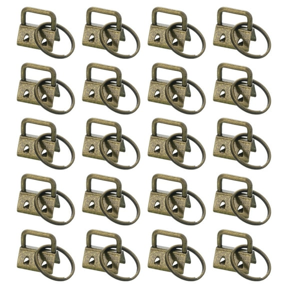 20Pack 20mm/ 0.8-inch Key Fob Hardware with Keychain Ring for Bag Webbing Wristlets, Dark Bronze