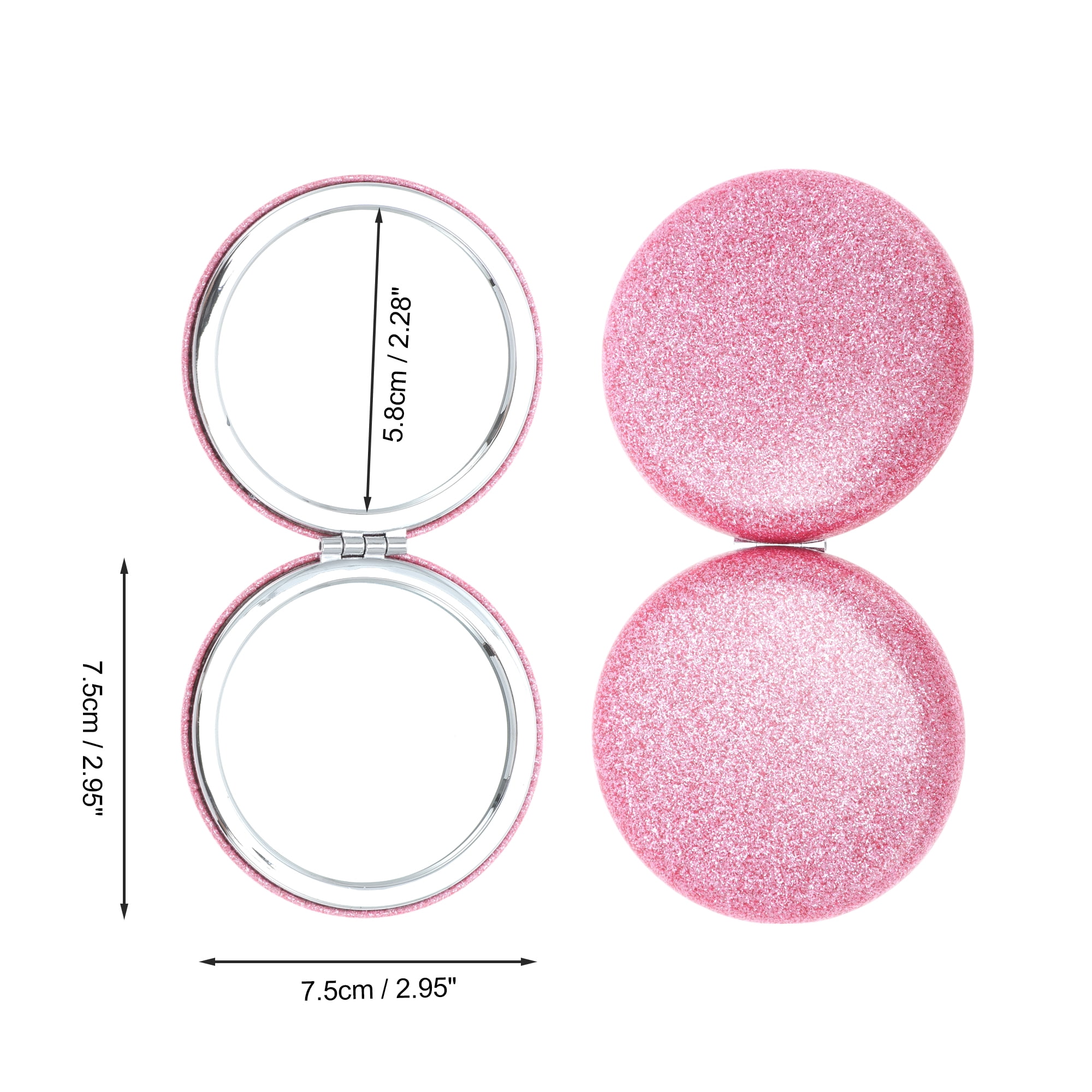Unique Bargains 1 Pc Women Portable Round Makeup Mirror for Travel Vacation Pink