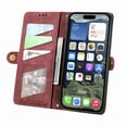 thumbnail image 2 of Dteck Zipper Wallet Pocket Case for iPhone 16E, Shockproof with Card Holders for Women Men Premium PU Leather Embossed Patterned Flip Folio Stand Wristlet TPU Inner Shell Phone Case, Red, 2 of 4