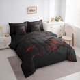 thumbnail image 3 of Feelyou Stereoscopic Rectangle Comforter Set 7pcs, Black Red Square King Bedding Sets, 3 of 8