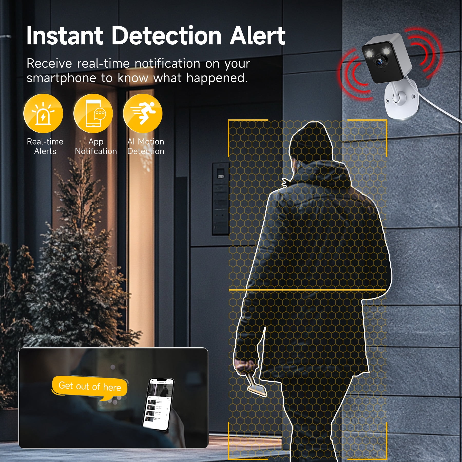 Losei Indoor 1080P HD Smart Security Camera, Motion Activated Spotlight/Siren, Color Night Vision, 2-Way Audio, No WiFi Needed for Pet/Baby/Nanny Surveillance, Works with Alexa