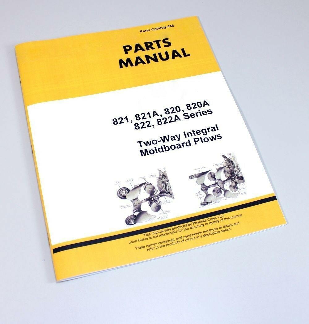 Heavy Equipment Parts Attachments Operators Parts Manuals For John Deere 820 820a Integral Moldboard Plow Catalog Heavy Equipment Parts Accessories