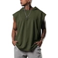thumbnail image 1 of Camisetas sin mangas con capucha para entrenamiento de hombres, camisetas verdes para culturismo y musculación, camisetas sin mangas para gimnasio, 1 of 6