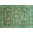 thumbnail image 1 of Ahgly Company Indoor Rectangle Abstract Turquoise Blue Modern Area Rugs, 2' x 5', 1 of 4