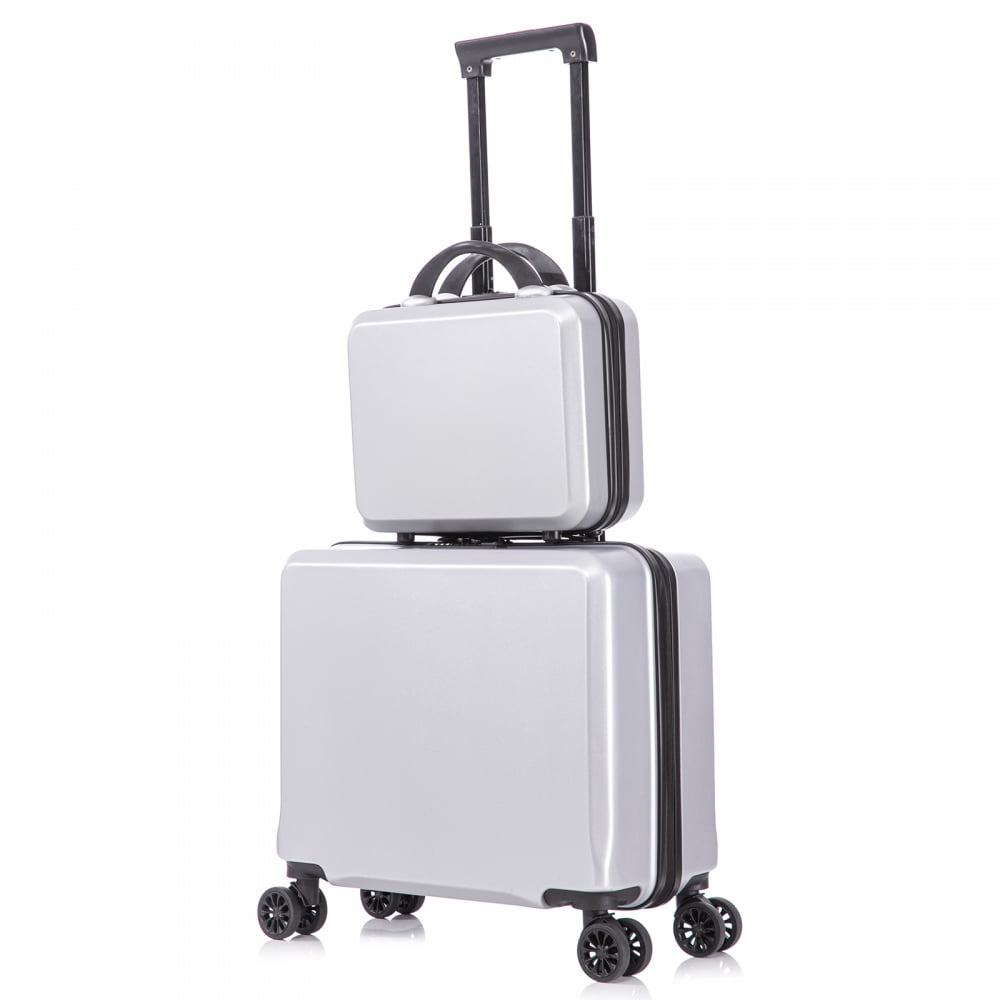 2 Piece Travel Luggage Set, Hard Shell Suitcase with Spinner Wheels, 18
