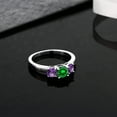 thumbnail image 4 of Gem Stone King 1.34 Cttw Green Simulated Emerald and Purple Amethyst 3-Stone Ring for Women Set in 925 Sterling Silver | Gemstone Birthstone | Available in Size 5,6,7,8,9, 4 of 5