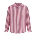 thumbnail image 3 of APEXFWDT Men's Striped Linen Shirts Long Sleeve Casual Button Down Shirts Lightweight Fashion Untucked Shirts S-3XL, 3 of 6