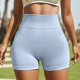thumbnail image 2 of PEASKJP Biker Shorts for Women High Waist Tummy Control Soft Stretch Running Compression Shorts Workout Yoga Shorts Light Blue L, 2 of 5
