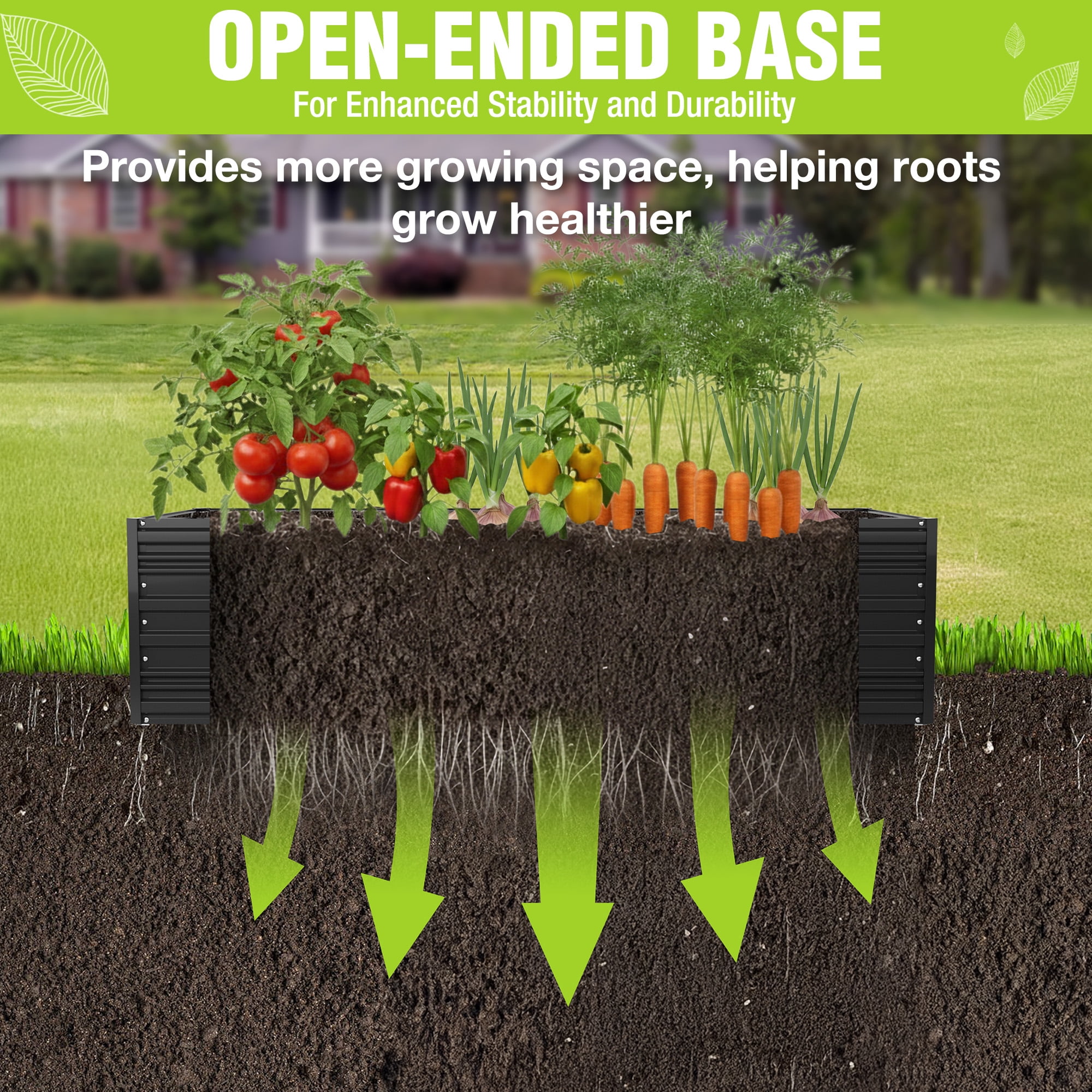 WORKPRO Galvanized Raised Garden Bed, 7.5 x 4 x 2 ft Outdoor Garden Planter Box for Vegetables, Flowers and Herbs, Black