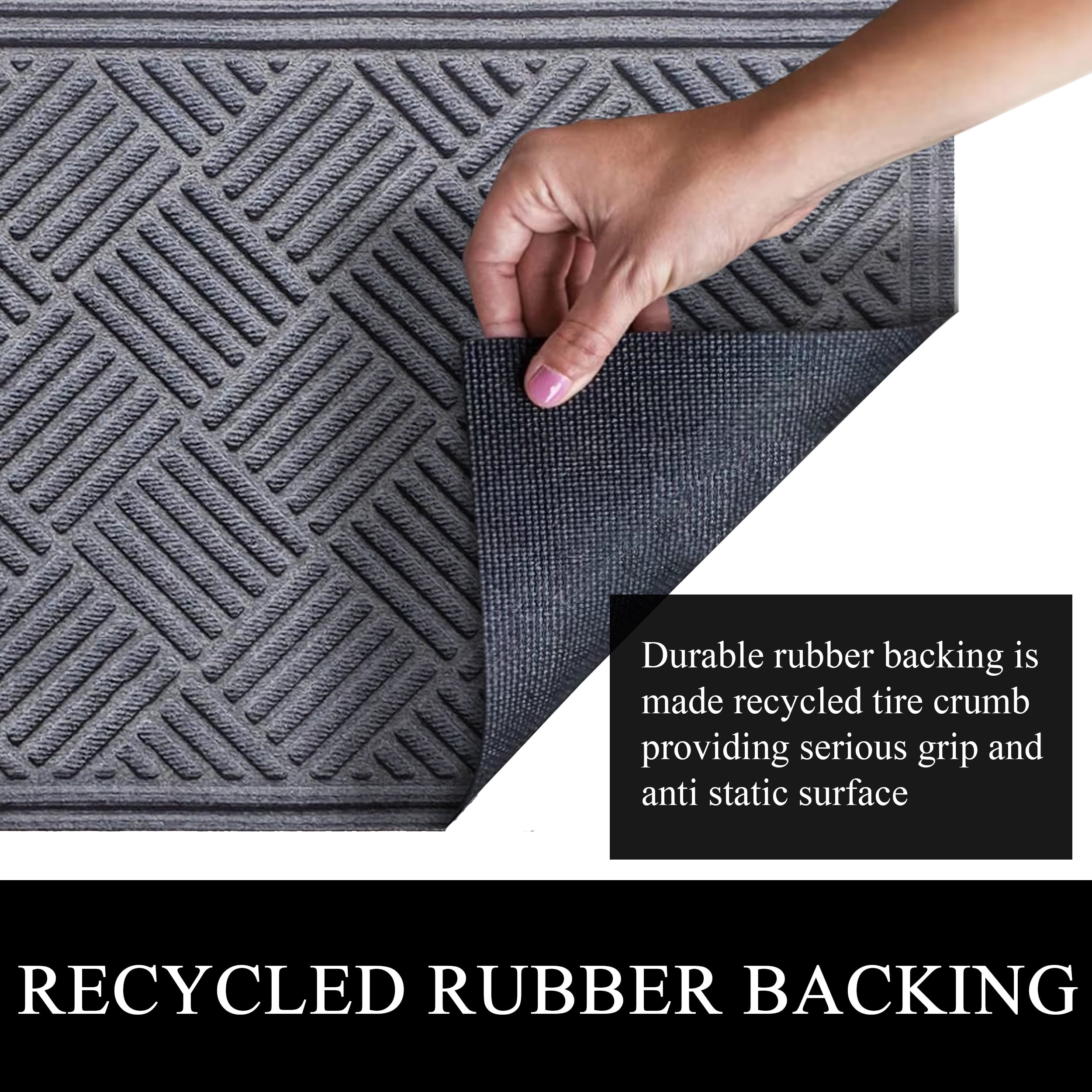 A1HC Indoor Outdoor Mat, Front and Back Entrance Welcome Mats, Front Door Patio Mats 18X30 Inches, Non-Slip Easy Clean Entrance Washable Doormats, Light Grey