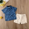 thumbnail image 6 of Bagilaanoe 2pcs Toddler Baby Boy Short Pants Set Print Short Sleeve Shirt Tops + Shorts 1T 2T 3T 4T 5T 6T Kids Casual Summer Beach Outfits, 6 of 7