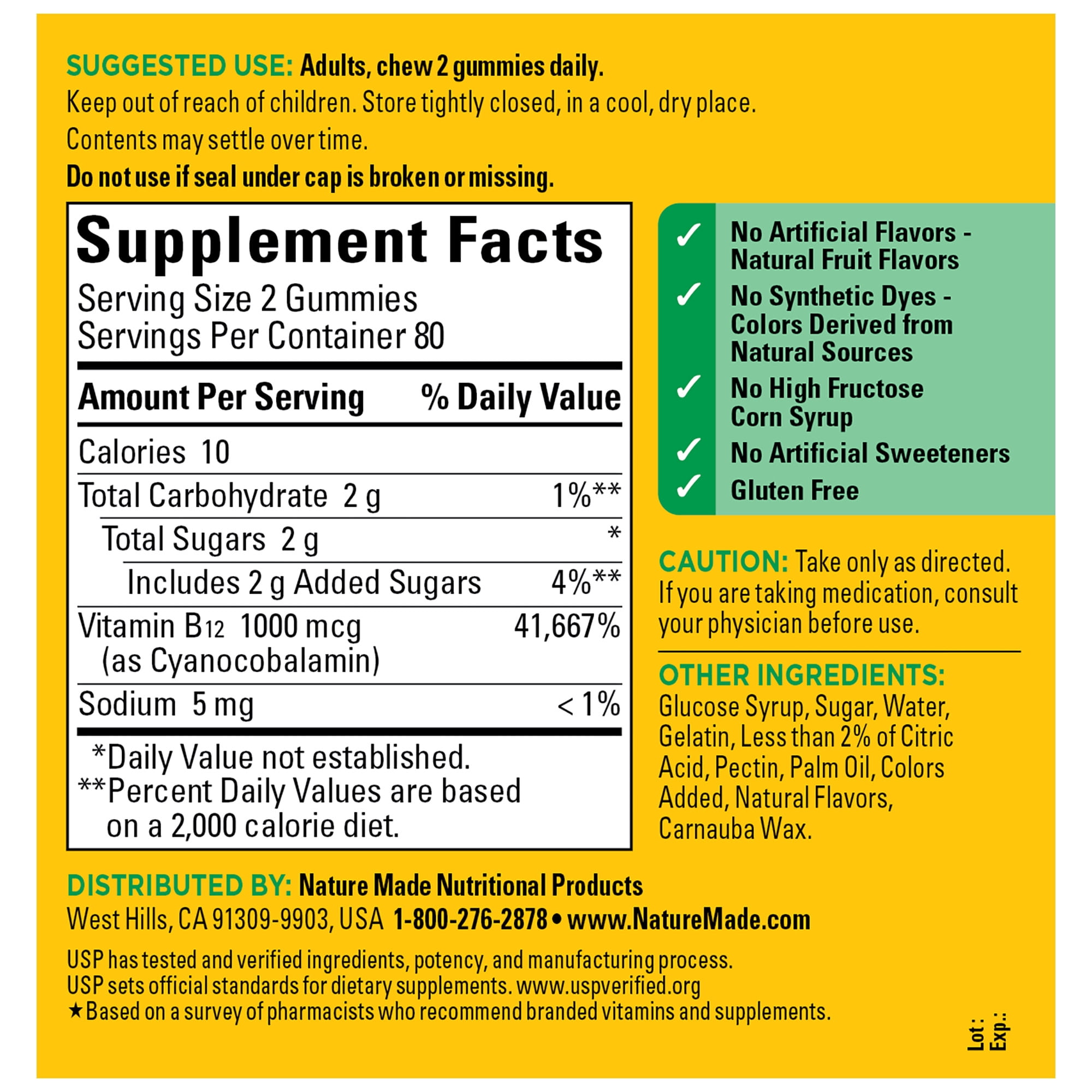 (2 pack) Nature Made Energy Vitamin B12 1000 mcg per Serving Gummies, Energy Metabolism Support, 160 Count