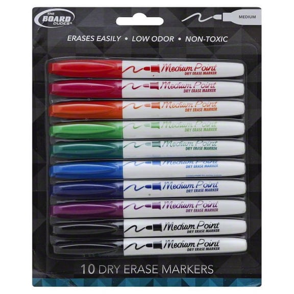 The Board Dudes Medium Point Dry Erase Marker, 10 markers