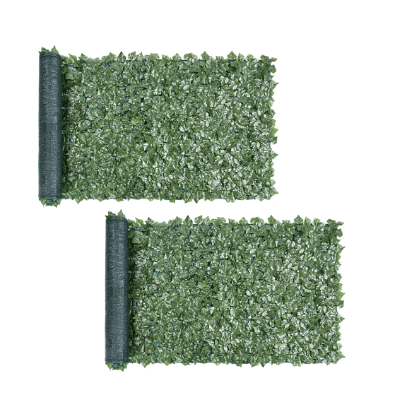 Yaheetech 2pcs 38''x 116'' Artificial Faux Ivy Leaves Garden Ornaments Decorative Fence Screen with Mesh Backing, Green
