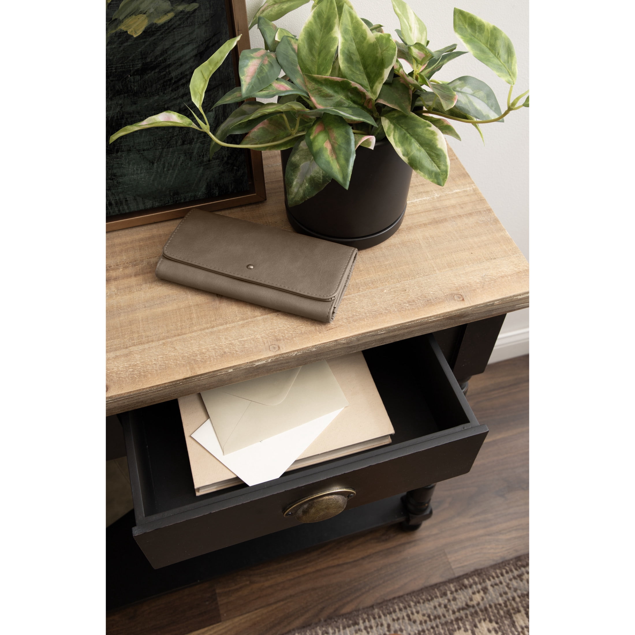 Kate and Laurel Rutledge Vintage Wooden Console Table with Shelf, 40 x 14 x 33, Hazelnut and Black, Traditional Wood Entryway Table with Drawers and Decorative Turned Legs for Entry Storage Options