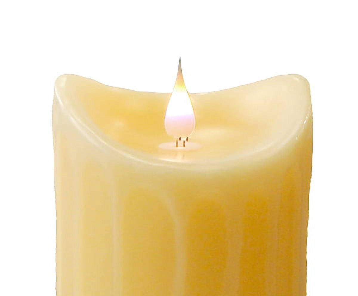 Melrose 7" Prelit LED Simplux Dripping Wax Flameless Pillar Candle with Moving Flame - Ivory