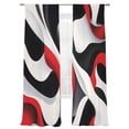thumbnail image 2 of Abstract Gradient Stitching Sheer Curtains 108 Inches Long 2 Panels Black Red White Water Ripple Light Filtering Semi Sheer Window Curtains Drapes for Bedroom Living Room 52"x108", 2 of 7