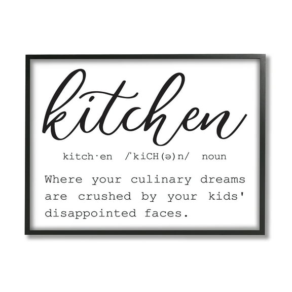 Stupell Industries Funny Kitchen Phrase Definition Cooking Typography Graphic Art Black Framed Art Print Wall Art, Design by Lettered and Lined