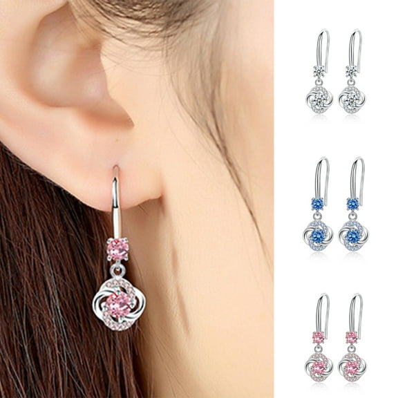 SPRING PARK Women Drop Earrings Cubic Zirconia Tassel Four-leaf Clover Jewelry Gift for Birthday