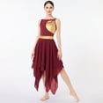 thumbnail image 5 of IDOPIP Women's Lyrical Dance Costume Sleeveless Cutout Metallic Patchwork Lyrical Dress S Wine Red, 5 of 7