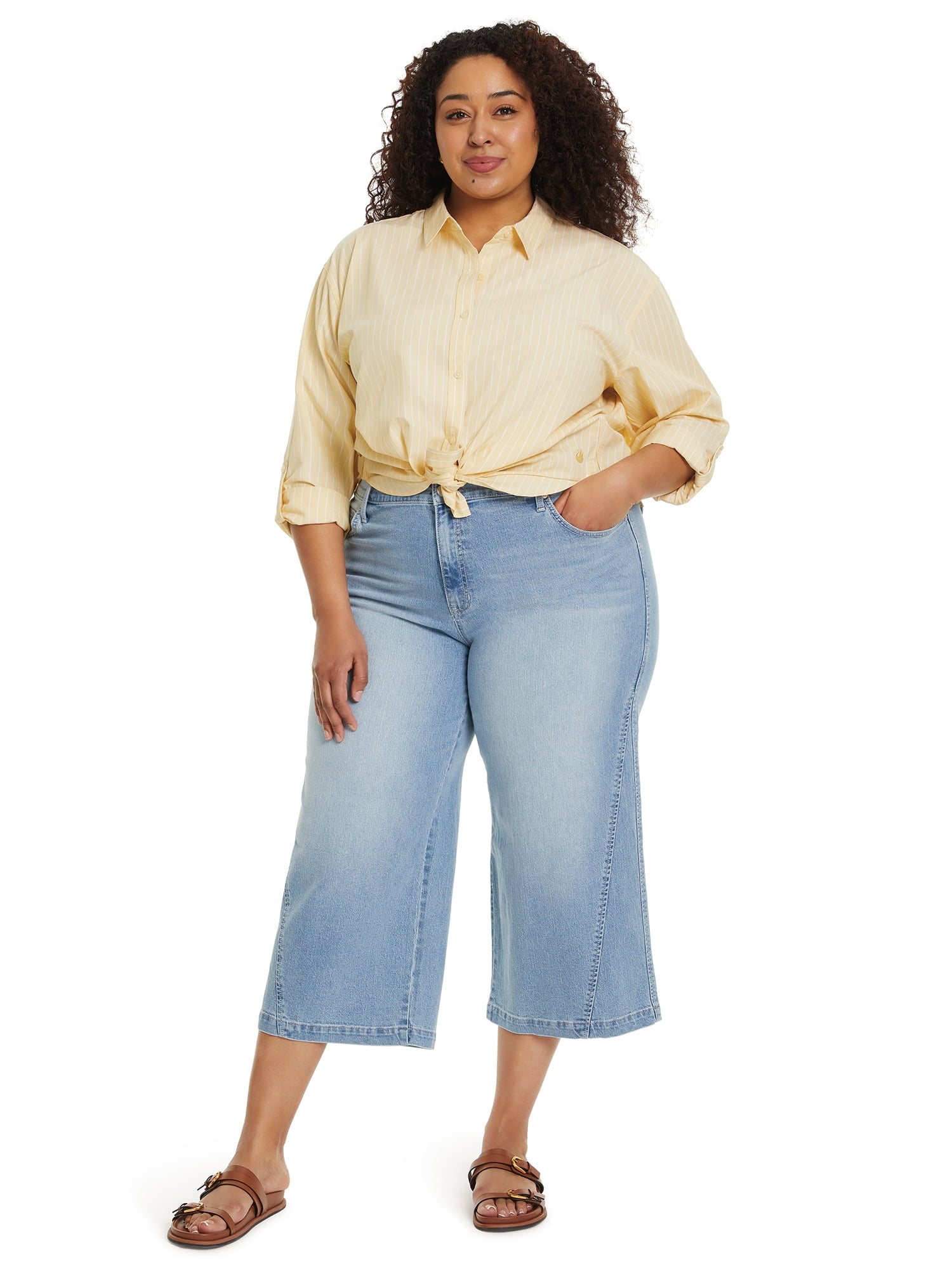 Gloria Vanderbilt Swan Series Women's Plus Amanda Oversized Shirt, Sizes 0X-4X