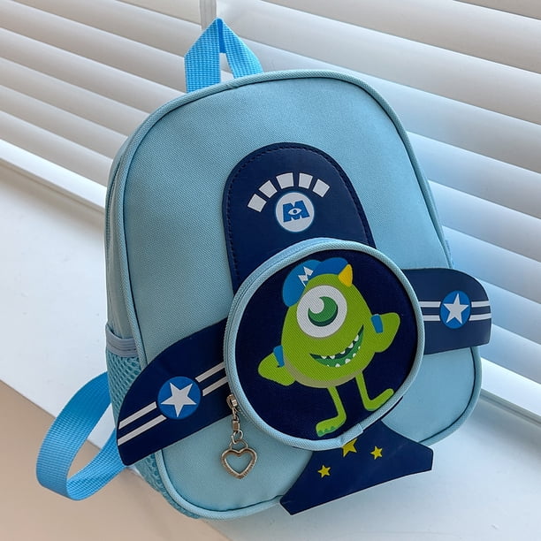 Bolsa Para La Escuela Mochila de avión para niños con dibujos animados de animales, bonita y cómoda Bolso de preescolar (azul cielo)
