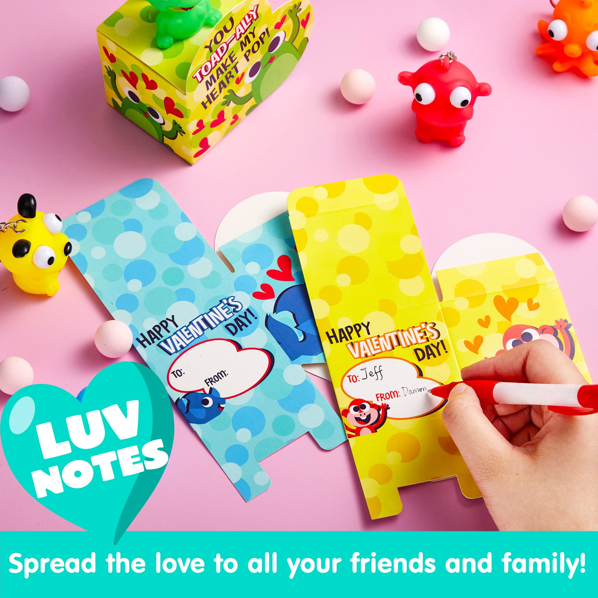 Sycfun 28 PCS Valentines Exchange Cards for Kids Boys Sticky Hands