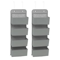 Delta Children 4 Pocket Over The Door Hanging Organizer - 2 Pack, Easy Storage/Organization Solution - Versatile and Accessible in Any Room in the House, Dove Grey