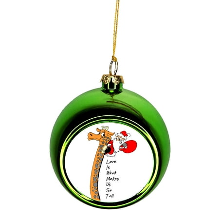 Love is What Makes Us So Tall Santa Claus on Giraffe Cute Quote Bauble Christmas Ornaments Green Bauble Tree Xmas Balls - Walmart.com