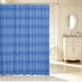 thumbnail image 2 of Manfei Geometric Check Shower Curtain 72Wx78L,Classic Plaid Bath Curtain,Navy, 2 of 5