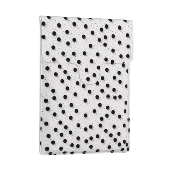 Pobuds Leather Laptop Sleeve, Padded Case, Thin Portable, Versatile Bag - Compatible with most 13 inch laptops for MacBook Pro 13 inch 2016 or later, MacBook Air 13,14 - Vertical, black polka dots