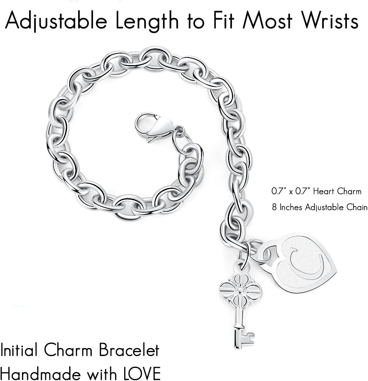 PJRYC Initial Charm Bracelets for Girls Women Stainless Steel A-Z Bracelet Personalized Gifts Birthday Graduation Easter Basket Stocking Stuffers for Teens Girls Women Jewelry