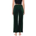 thumbnail image 3 of INSPIRE CHIC Women's Velvet Trousers with Pockets Sleepwear Bottoms Jogger Wide Leg Lounge Pants XL Green, 3 of 5