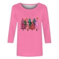thumbnail image 4 of LbsKUS Cute Christmas Tree Shirts Womens Funny Xmas Gifts Tops 2024 Dressy Casual Crewneck Holiday T Shirts Loose Fit Three Quarter Length Sleeve Blouse(Hot Pink,L), 4 of 4