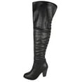 thumbnail image 2 of Forever Women Block Stacked High Heel Over the knee Thigh High Boots Side Zipper Back Lace CAMILA-58 Black PU 6, 2 of 4