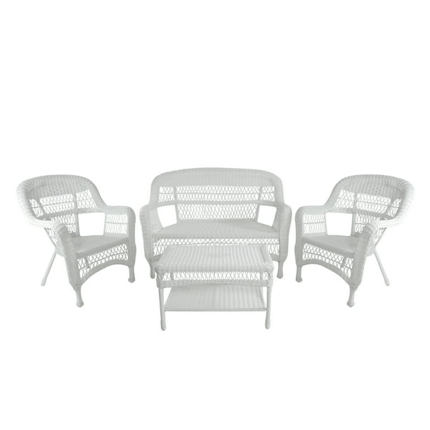 4 Piece White Steel Resin Wicker Outdoor Patio Furniture Set 51 Com 4 Piece White Steel Resin Wicker, White Steel Patio Set