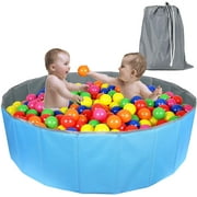 Click N' Play Kids Ball Pit Foldable Play Ball Pool with Storage Bag. Blue (Balls Not Included)