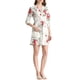 thumbnail image 2 of Vestido de botón de flores con cuello en V y mangas 3/4 para mujer, con bolsillos laterales, XL, blanco y rojo, 2 of 6