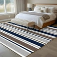 thumbnail image 4 of Large Area Rugs for Living Room Bedroom, Grey Navy Blue Striped 5'x8' Rug Washable Carpet Runner Indoor Outdoor, Farmhouse Stripes Modern Abstract Art Non Slip Floor Mats Rug for Kitchen, Bathroom, 4 of 8