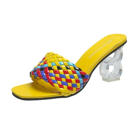 

VKEKIEO Belt With Crystal And Sandals For Women With High-heeled Slippers