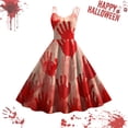 thumbnail image 2 of Women Vintage Halloween Print Sleeveless 1950s Evening Swing Party Prom Dress, 2 of 3