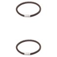 thumbnail image 3 of Brazalete trenzado de cuero Qarigey con hebilla de piedra imán Color café 2Conjunto, 3 of 6