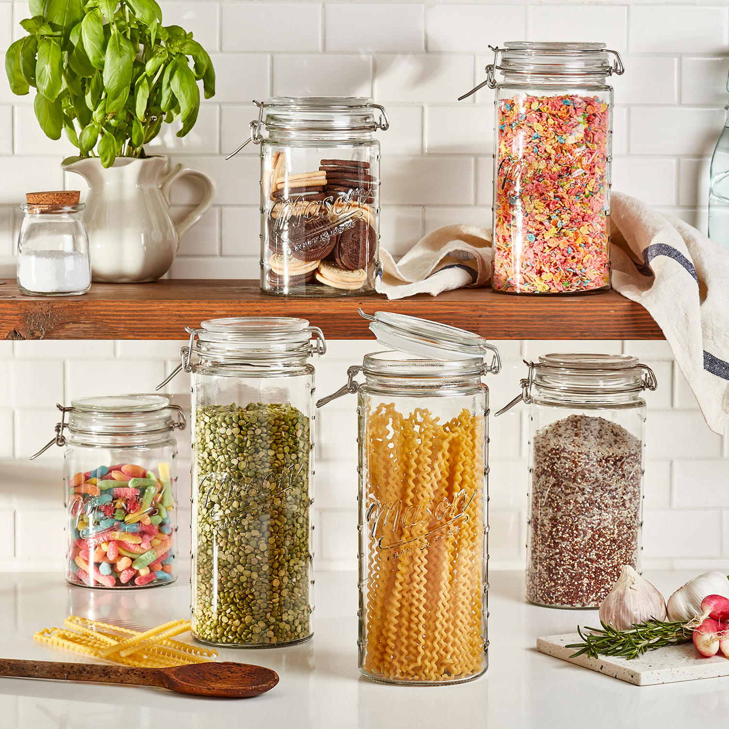 Mason Craft & More 6Piece Graduated Glass Clamp Preserve Jars